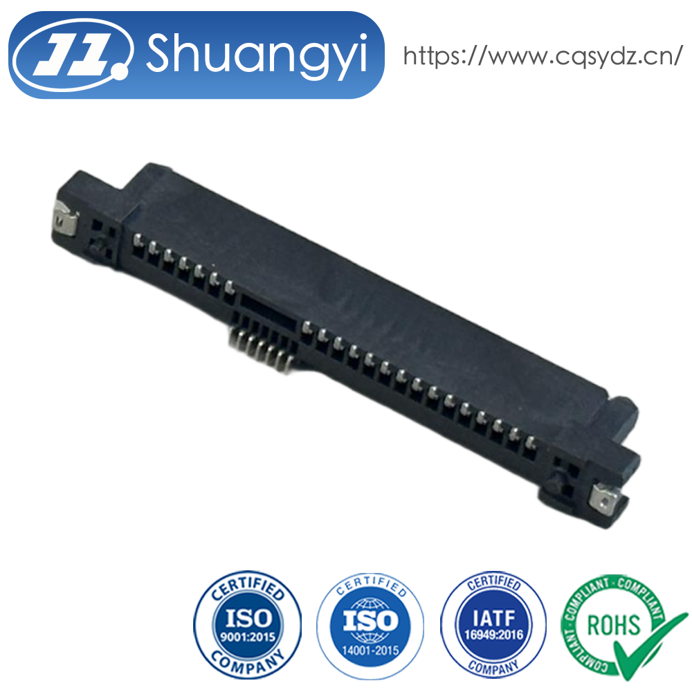 High-Performance 29-Pin SAS Female Connector, Gold-Plated, SMT, PCB Mount, Signal and Power Transmission, RoHS & HF Compliant