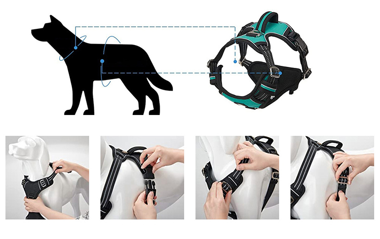 Nylon Dog Harness Control Handle Breathable Mesh Reflective Design Custom Logo Decoration