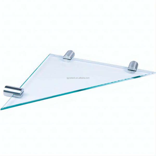 Wall Mounted Triangle Shape Flat Tempered Glass Shelf for Interior Bathroom