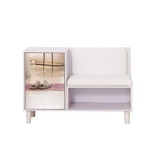 MDF Extendable Wooden Household Shoe Rack Removable Shelf With Mirror