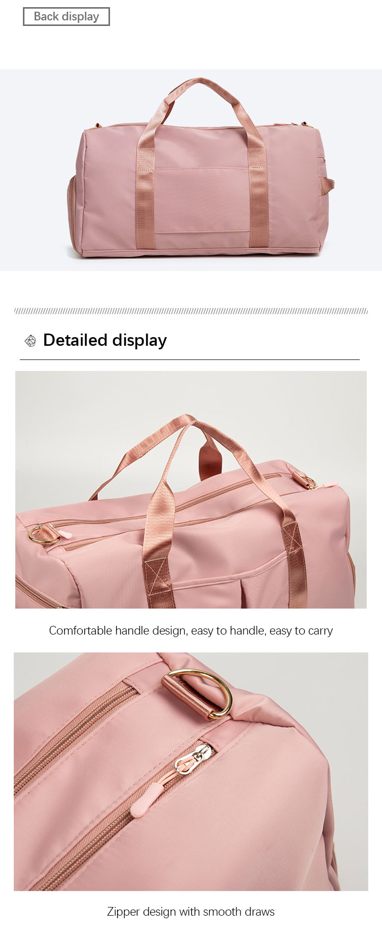 Multiple Color Nylon Travel Bag With Handle Dry And Wet Separation