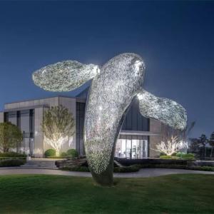 China Hollow Whale Outdoor Metal Fish Sculptures Large Stainless Steel Translucent factory