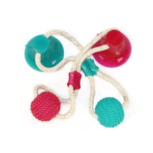 China Rubber 15cm Durable Bite Dog Suction Cup Ball Toy Set factory
