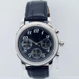China Stainless steel fashion watch with geniune leather strap from factory factory