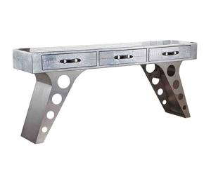 China 3 Drawers Vintage Style Wing Office Desks Rivets Metal Console Table factory