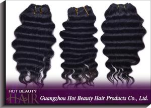 China Grade 5A Virgin Brazilian Hair Extension Ocean Wave , Natural Black Human Hair factory