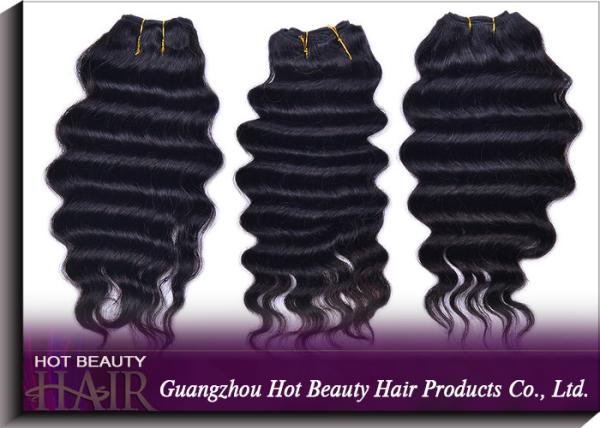 Grade 5A Virgin Brazilian Hair Extension Ocean Wave , Natural Black Human Hair