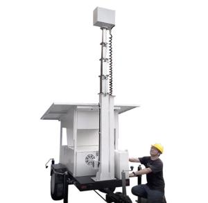 China Q235 Steel Solar Security Trailer With 6.5m Electric Mast High Performance factory