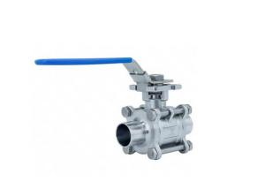 China Steel SUS304 Sanitary Ball Valves Clamp Three Piece Ball Valve DIN Weld Thread Connection factory