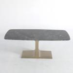 Matte Rectangle Metal Dining Table Champagne Gold Marble Dining Room Table