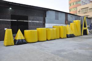 China Yellow Inflatable Sports Games Paintball Bunker , PVC Tarpaulin Inflatable Airsoft Bunker factory