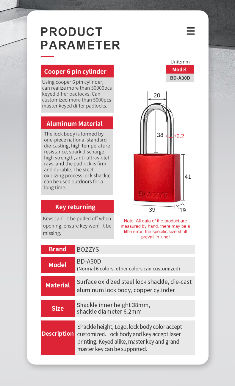 Keyed Alike Aluminium Padlock With Hardened Steel Shackle For Industrial Lockout-Tagout
