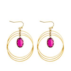 China Three Circle Loop Hoop Dangle Pendant Earring With Gold Plated Connector factory