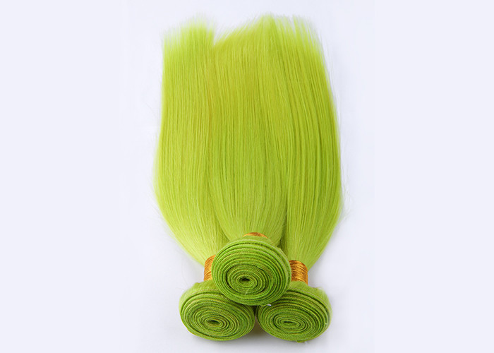 Fluorescent Green Virgin Human Hair Extensions No Shedding 100g / Pack