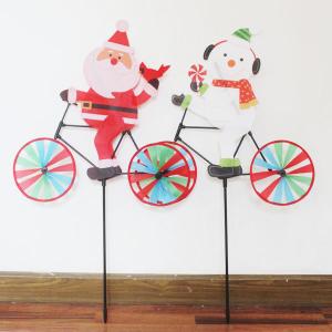 China Christmas Bicycle Garden Stake santa claus and snowman factory