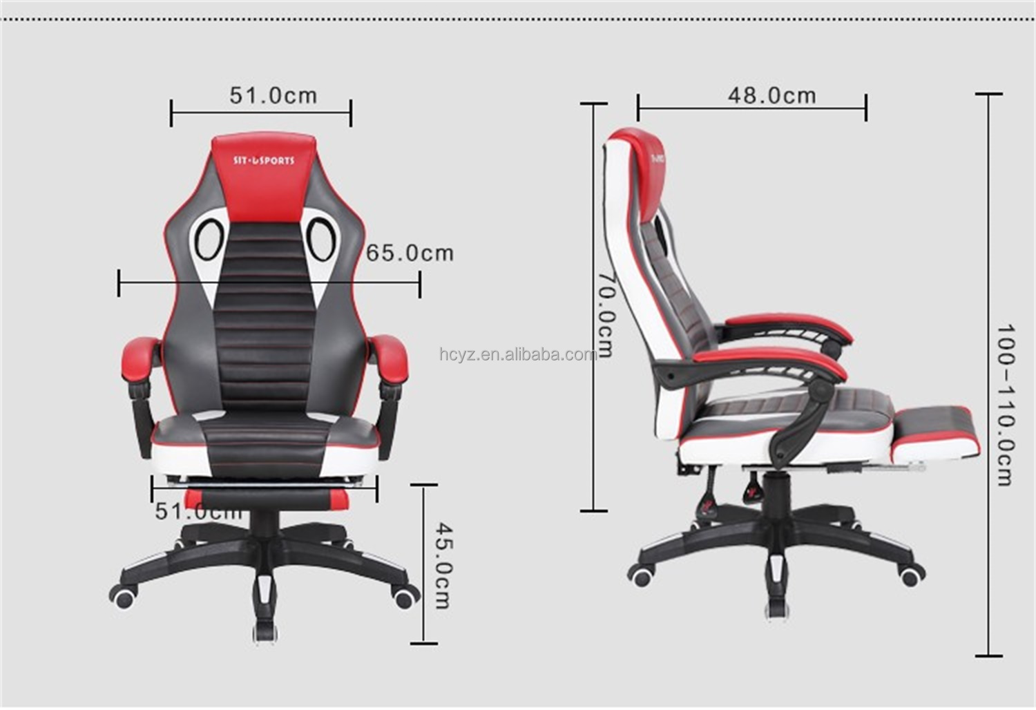HCYZ OEM Racing Style Leather Office Gaming Chair For Children Metal Type Iron Swivel