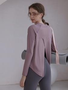 China Back Slit Mesh Shoulder Womens Long Sleeve Sweatshirt For Spring factory