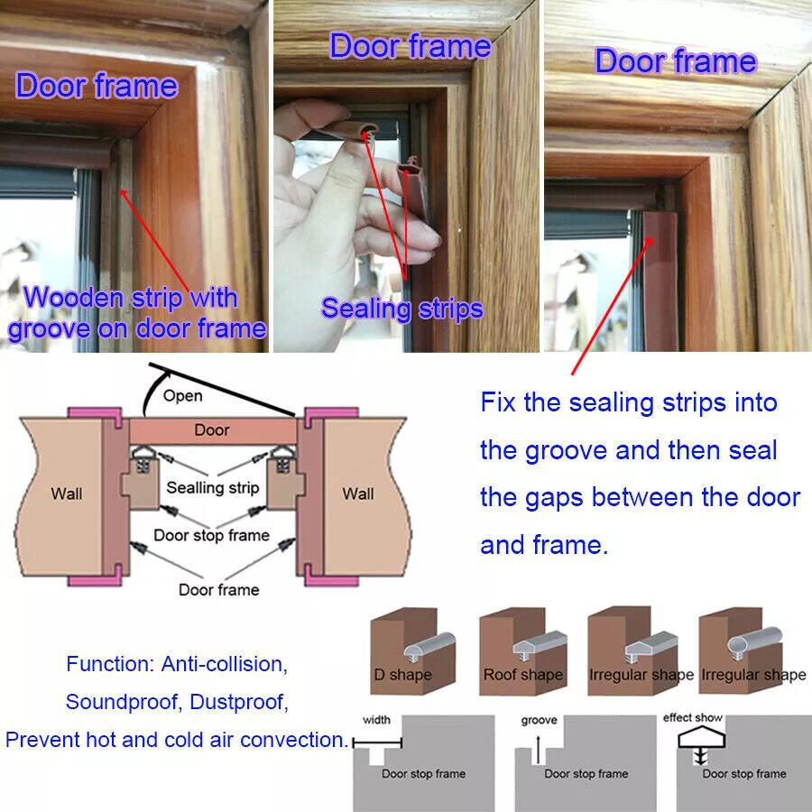 TPE Material Seal Strip for Wooden Doors Dust-proof Insect Casement Doors Windows Sealing Strip