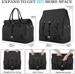Black Canvas Carry on Expandable Weekender Airplanes Toiletry Travel Bag with