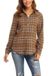 Factory Women′s Plaid Shirt Button up Long-Sleeved Flannel Classic Casual Shirt