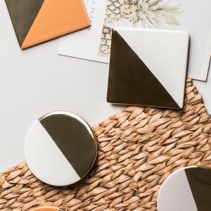 China Blue/Green/Black Marbled Ceramic Coaster Set Popular Choice For Table Decoration factory