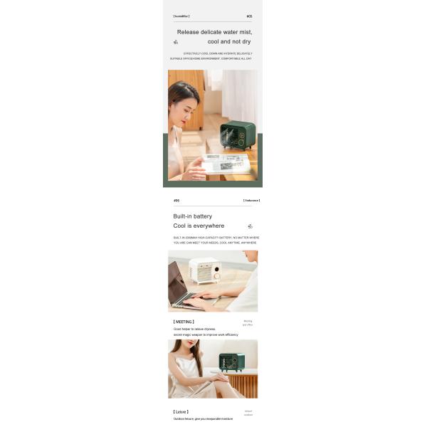 USB Mini Portable Wireless Fan Cooler with LED Night Light and Mist Spray