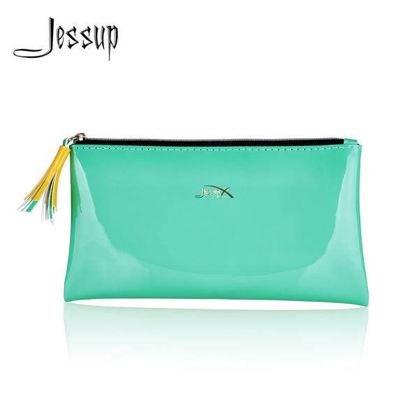 Jessup Makeup Brush Storage Premium PU Leather Waterproof Cosmetic Bag Closure