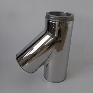 China 6 Inches Double Wall Stainless Steel Chimney Pipe 135 Degree Tee Including Drain Cap factory