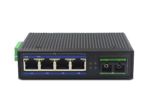China 10/100M media converter 1fiber+4RJ45 unmanaged industrial switch with DIN rail for outdoor use factory