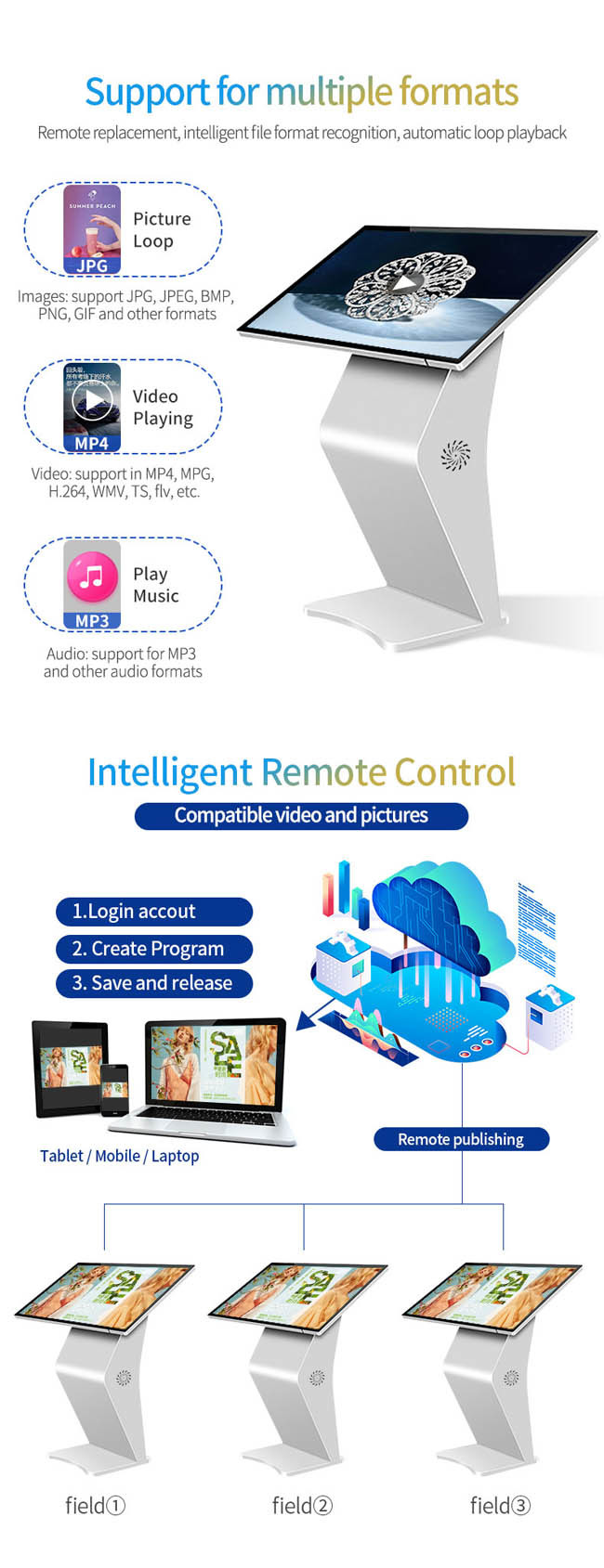Customized 65 Inch Multi Touch Screen Kiosk Touch Screen Information System