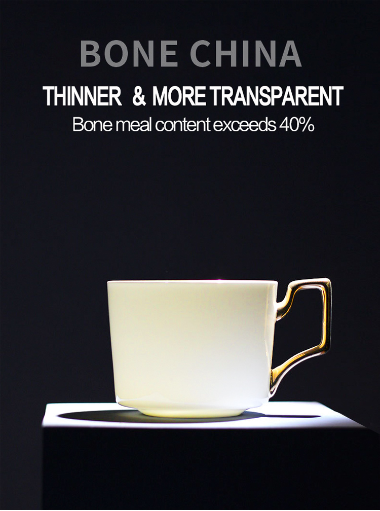 Wholesale customizable sublimation coated best selling Ceramic Bone China Mug with Saucer with golden rim