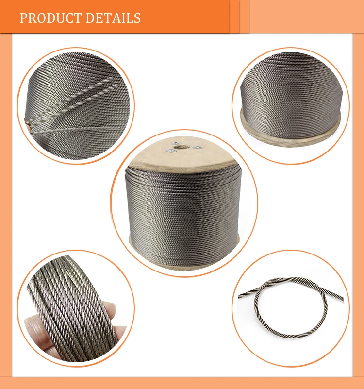 Stainless Steel 6X12 7FC Non-Magnetic Wire Rope Tolerance ±1% with Superior Corrosion Resistance