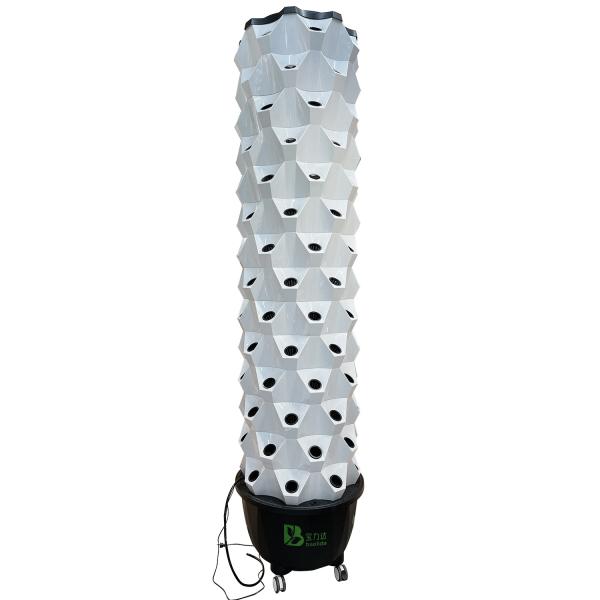 65L 14 Layers 112 Plant Holes PP Indoor Hydroponic Tower System With 6 Pieces