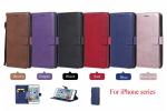 iPhone Pure Color Leather Wallet Protective Case with Card Slots