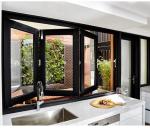 Balcony Folding Bifold Windows 3 Panel Tempered Glass Aluminium Profile Powder