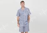 Anti Pilling Mens Luxury Sleepwear Woven Cotton Linen Yarn Dyed Pajamas Shorts