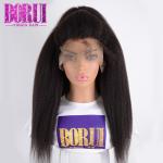 Brazilian Kinky Straight Human Hair , Straight Lace Frontal Single Knots 100%