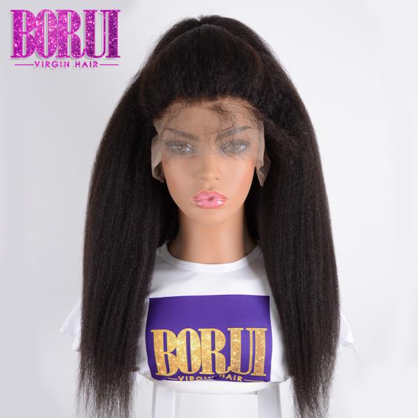 Brazilian Transparent Lace Frontal With Bundles , Cuticles Aligned Hair Kinky