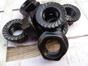 China M16-2.0 Hex Flange nuts DIN6923 Serrated Black Oxide Surface ISO4161 Steel Grade 8 factory