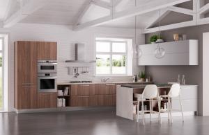 China Wood Veneer Melamine White Kitchen Cabinets Tailored Melamine Kitchen Set factory