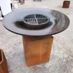 Outdoor Kitchen Corten Steel Charcoal / Wood BBQ Grill With Removable Ash