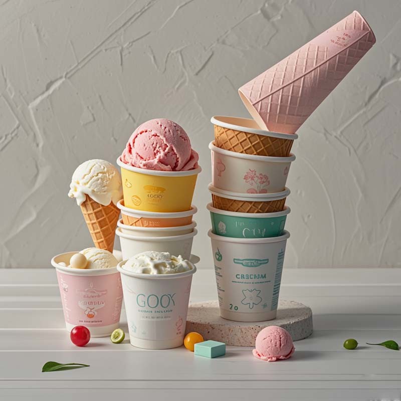 Disposable Food Grade Packaging Biodegradable Ice Cream Wrapping Paper Bowl Paper Cup