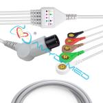 Universal 6Pin Medical 5 Lead ECG Cable And Leadwire Iec Snap 2.4m Cable