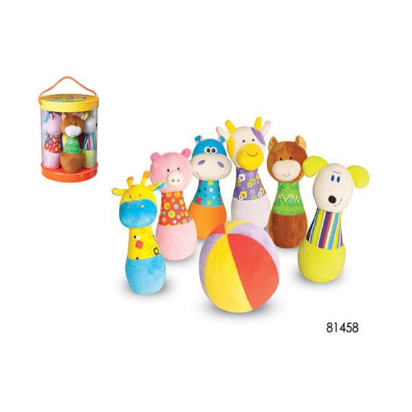 China Stuffed Plush Animal Bowling Ball Set Baby Toys 6 Months Unisex Rattle Teether factory