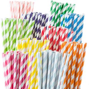 China 6mm Christmas Drinking Black And White Rainbow Biodegradable Paper Straws factory