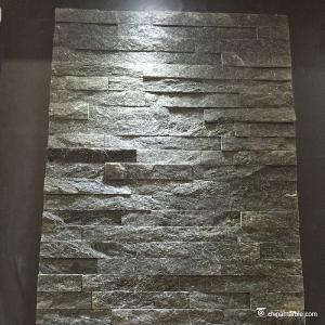 China Black Quartzite Mini Stone Panels , Thin Stacked Stone Veneer Heat Resistance factory