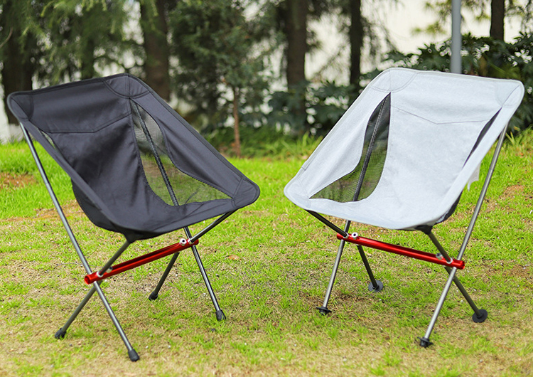 Outdoor Hiking Traveling Aluminium Lightweight Back Mesh Portable Folding Camping Moon Chair