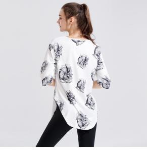 China XS-5XL Women'S 3 4 Sleeve T Shirts / Loose Fitting Workout Shirts factory