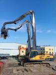 excavator pile driving boom with pile driving hammer long reach arm guardrail