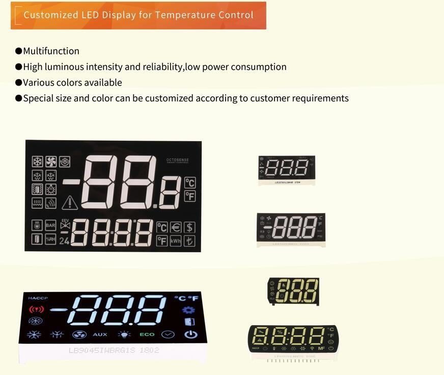 Ultra Bright Red Common Cathode Custom Seven Segment Led Display For Refrigerator/Freezer Control